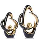 XMGZQ 2PCS Home Decor Accent Ceramic Statue Abstract Sculptures Centerpieces Mid Century Modern Decor for Tables Coffee Table top Decorations for Living Room Desktop Shelf Dining Room Kitchen (Black)
