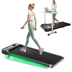 TREAFLOW Walking Pad Portable Under Desk Treadmill with Incline 2.5HP for Home Office 265 lbs Capacity Remote Control LED