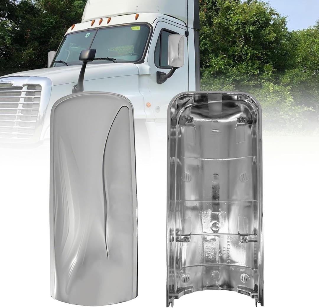 Chrome Door Mirror Covers Fit for Freightliner Cascadia 2007 2008 2009 2010 2011 2012 2013 (Not compatible with Evolution) Driver and Passenger Side