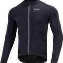 Dooy Men's Cycling Bike Jersey Thermal Biking Shirt Long Sleeve Bicycle Shirts with Full Zipper and Rear Pockets (XX-Large, New Black)