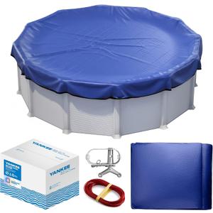 Winter Pool Cover 18 ft Round for Above Ground | Extra Thick & Durable Above-Ground Pool Cover | Sapphire Series of Premium Cold- and UV-Resistant Pool Cover | by Yankee Pool Pillow