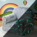 ILPEOD Toddler Sherpa Couch, Cuddly Comfy Plush Chair, Glow in The Dark Dinosaur