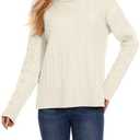 ZANZEA Turtleneck Sweater Women Long Sleeve Oversized Pullover Spilt Hem Chunky Cable Knit Jumper Fall Sweaters 2025.  Size:XL