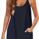 Lianlive Women Athletic Mini Dresses Built-in Shorts Set Summer Sleeveless Sundress Hot Shot Mini Dress (Black, XXL)