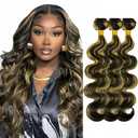 Highlight Blonde Bundles Human Hair 1B27 Body Wave Bundle Niegmeag Peruvian Virgin Remy Hair 3 Bundles 26 28 30 Inch 2 Tone Black and Blonde Body Wave Bundle