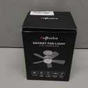 17.5" Socket Fan Light with Remote, 25W 1600 Lumens 3 Colors 3000-6000K Small Ceiling Fans with Lights 6 Speed Socket Breeze Ceiling Fan for Bedroom, Living Room, Kitchen, Garage (White)