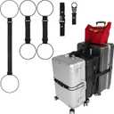 Luggage Straps 3 PCS for Suitcases TSA Approved 2 Short & 1 Long Adjustable Straps with Elastic Thick Rope for Connecting Suitcases and Bags Stably with Strap Buckle and Bottle Buckle Clip, Black