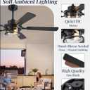 Fanbulous 52 Inch Ceiling Fan with Light and Remote,Downrod Mount Farmhouse Ceiling Fan for Bedroom, Quiet 6-Speed Reversible DC Motor, Rustic Black & Wood Finish Blades
