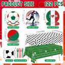 122Pcs Soccer Party Supplies Set, Disposable Tableware Kit with Soccer Paper Plates, Napkins, Forks, Tablecloth for Soccer Birthday Party Decorations, Sports Theme Party Decor for 24 Guests (Modle A)