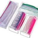 FEMELI Food Bag Storage Organizer, Acrylic Kitchen Drawer Baggie Box, Compatible with Gallon, Slider Quart, Freezer, Sandwich, Snack, Variety Size Bags, 4 separate Pack(Clear)