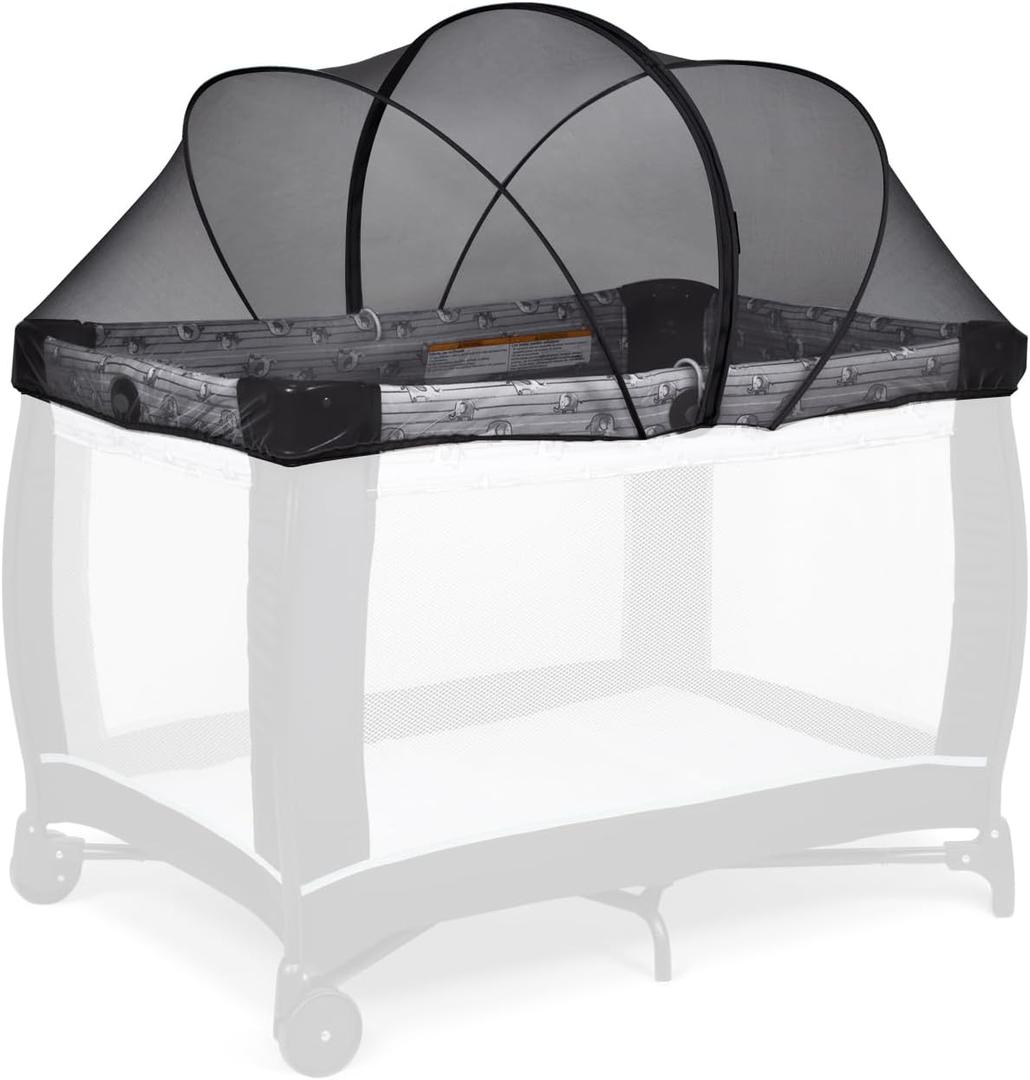 Beberoad Love Pack and Play Cover Playpen Mosquito Net Cover to Keep Cats Out Breathable Net Cover with 2-Way Zipper (Black)