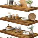 QEEIG 10" Deep Floating Shelves for Wall - 10 x 24 inch Book Shelf Bathroom Bedroom Kitchen Living Room Hanging Bookshelf Farmhouse Set of 3, Rustic Brown (025-60BN3)