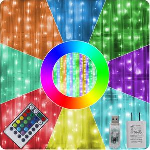 Curtain String Light, 16Color Changing,4 Lighting Modes,Remote Control USB And Adapter Powered