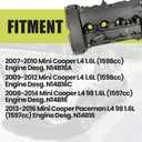 Engine Valve Cover Compatible with 2007-2014 Mini Cooper 2013-2016 Paceman Roadster 1.6L 11127646555 11127561714
