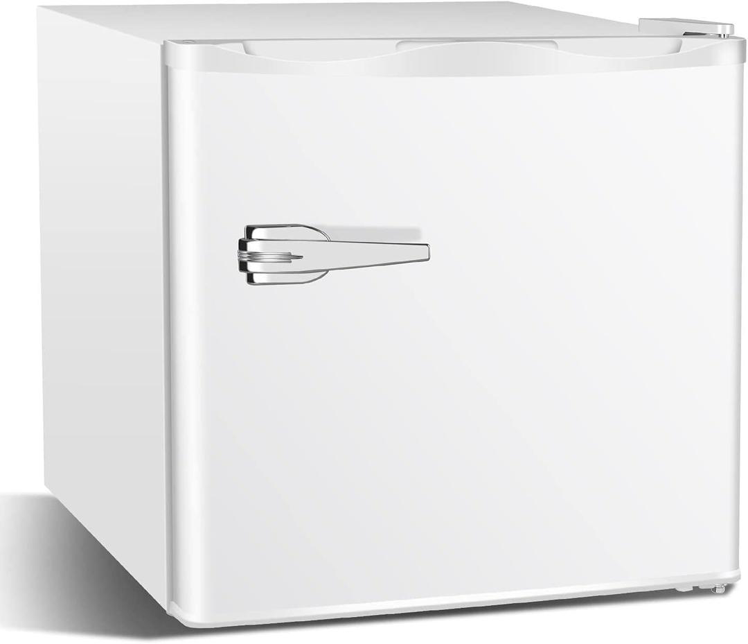 Antarctic Star 1.2 Cu.Ft Mini Upright Freezer, Compact Refrigerator with Adjustable Thermostat & Removable Shelves, Freestanding Small Freezer for Home Kitchen Office Garage, White