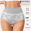 Women's Underwear 4 Pack Cotton High Waisted Ladies Panties with Lace 4-Way Stretch Comfortable Full Coverage (Medium)