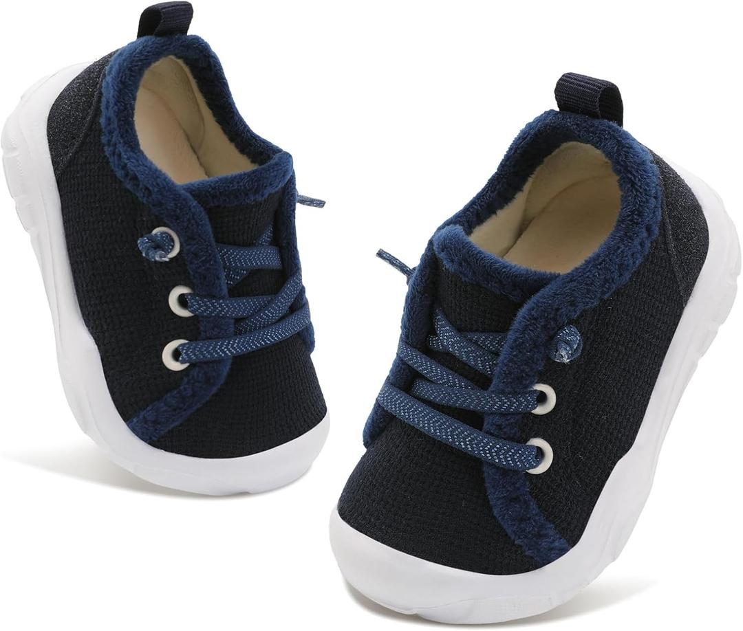 FEETCITY Toddler Boys Shoes Toddler Barefoot Shoes Kids Sneakers Tennis Shoe Slip On Baby Walking Shoe (Blue)