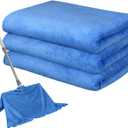 Newwiee 3 Pcs Extra Large Microfiber Cleaning Cloth 30" x 20" Washable Reusable Microfiber Towel Streak Free Lint Free Cloth for Cleaning Home Glass Office Window Bathrooms (Blue)