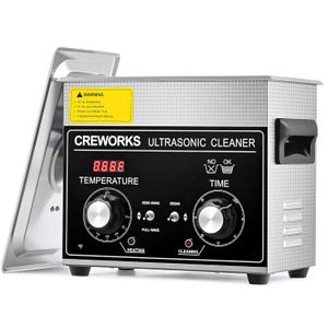 CREWORKS 3L Ultrasonic Cleaner with Degas & Gentle Modes, 120W Stainless Steel Ultrasonic Cleaner Machine with Heater and Timer, Ultrasonic Parts Cleaner with Knob Control for Jewelry Glasses Watch