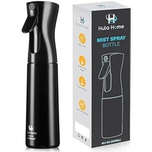 Hula Home Continuous Spray Bottle for Hair (10.1oz/300ml) Empty Ultra Fine Plastic Water Mist Sprayer  For Hairstyling, Cleaning, Salons, Plants, Essential Oil Scents & More - Green