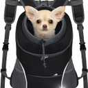 YUDODO Dog Front Carrier Backpack, Adjustable Breathable Pet Carrier for Small Dogs, Ventilated Puppy Back Pack with Safety Belt, Lightweight Doggy Backpack for Hiking Outdoor (Black, S: 2-4.5 lbs)