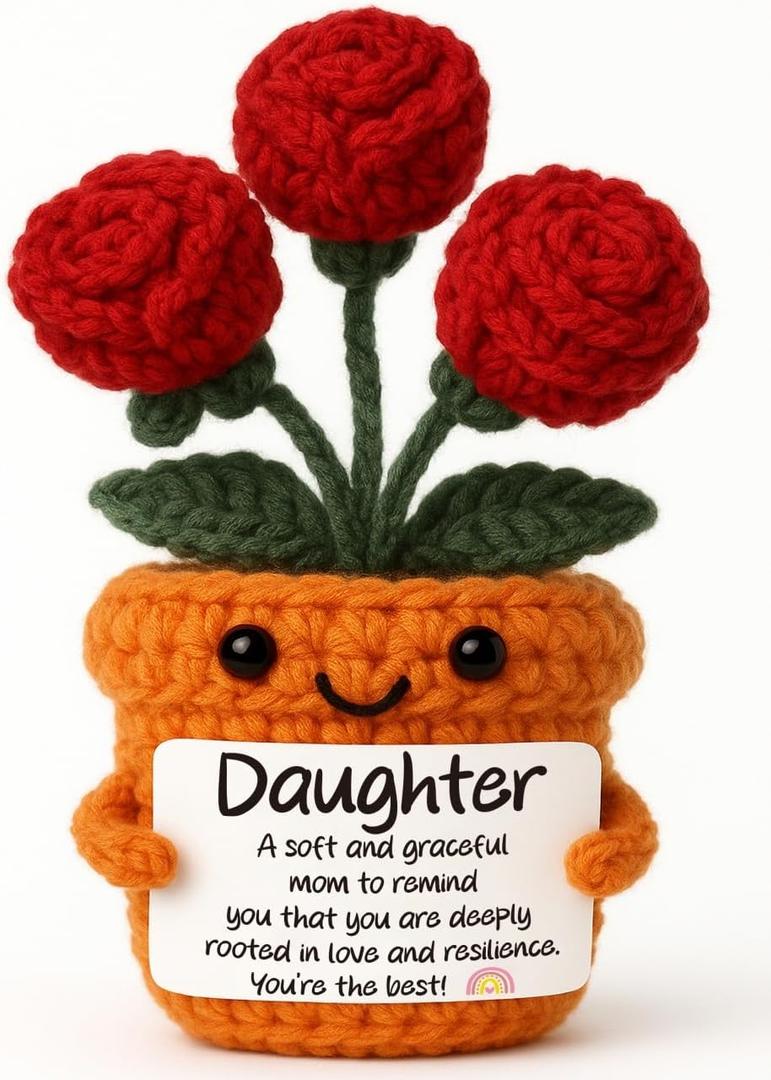 Handmade Gifts for Daughter from Mom, Sentimental Crochet Rose Gift, Mothers Day, Birthday Gift for Daughter Who is A Mom, You're The Best Keepsake