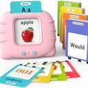 Lapare Audible Flash Cards Toys for Toddlers 2 3 4 5 6, Learn ABC Letters, Numbers 0-100,Phrases,Objects, Adjectives, and More Dolch Sight Words, 280 Cards with 560 Words/Phrases (Pink)