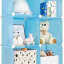 Portable Closet 6 Cube Closet Organizer and Storage Shelf Bookcase with Metal Hammer, Organizer Cabinet for Kids, Bedroom, Bathroom, 11.8 x 11.8 x 11.8 Inch, Blue