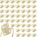 Hotop 24 Pcs Gold Napkin Rings Set Bling Napkin Rings Metal Leaves Rhinestone Guest Towels Buckle for Wedding Party Gathering Dinner Table Banquet Decoration