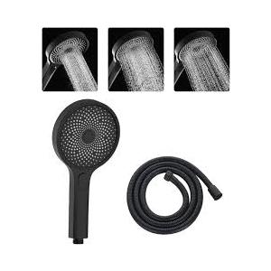 Decaura 3-Mode Handheld Shower Head with 150cm Shower Hose Soft Spray Luxury Massage (Black with Hose)