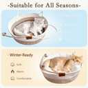 18 Inch Cat Bed Basket, Cotton Rope Woven Pet Bed with Cushion and Cooling Pad, Handwoven Breathable Cat Bed for Medium & Large Pet, All-Season Universal, Khaki