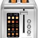 2 Slice Easy Touch Screen Toaster, Stainless Steel Toaster with Wide Slots, Even Toasting for Bagels & Bread, Reheat & Defrost, Removable Crumb Tray, Matt Black