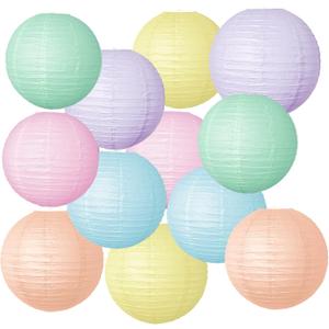 Macaron Paper Lantern Decoration 12PCS 10 Inch Hanging For Classroom Baby Shower decoration Wedding Valentine's Day Graduation Anniversary Picnic Gathering Christmas Bridal Home Decor Party Decoration