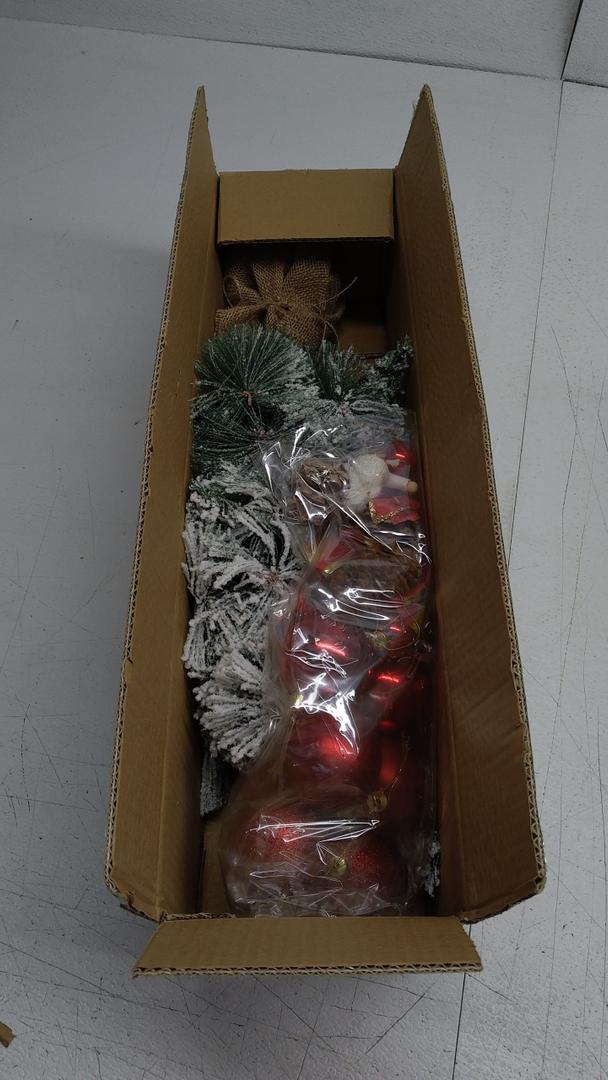 Tabletop Christmas Tree, 24inch/2ft Mini Christmas Tree, Tabletop Small Xmas Tree for Holiday Indoor DIY Christmas Decoration (Red White)