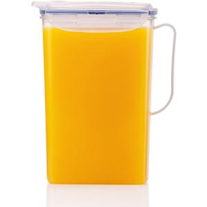 LocknLock Aqua Fridge Door Water Jug with Handle BPA Free Plastic Pitcher with Flip Top Lid Perfect for Making Teas and Juices, 2 Quarts, Clear (64 Ounces)