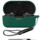 Silicone Case Compatible with Denon PerL ProWireless Earbuds with Keychain,Cleaning Kit and Lanyard, Soft Protective Shockproof Cover for Denon PerL Pro-Green