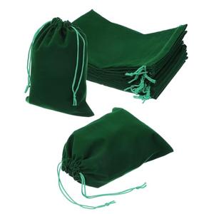 uxcell 12 Pcs Velvet Drawstring Bag, 6.7 x 9 Inch Jewelry Velvet Pouches Gift Bags for Wedding Party Favor Candy Jewelry Packaging Organizing Storage, Green