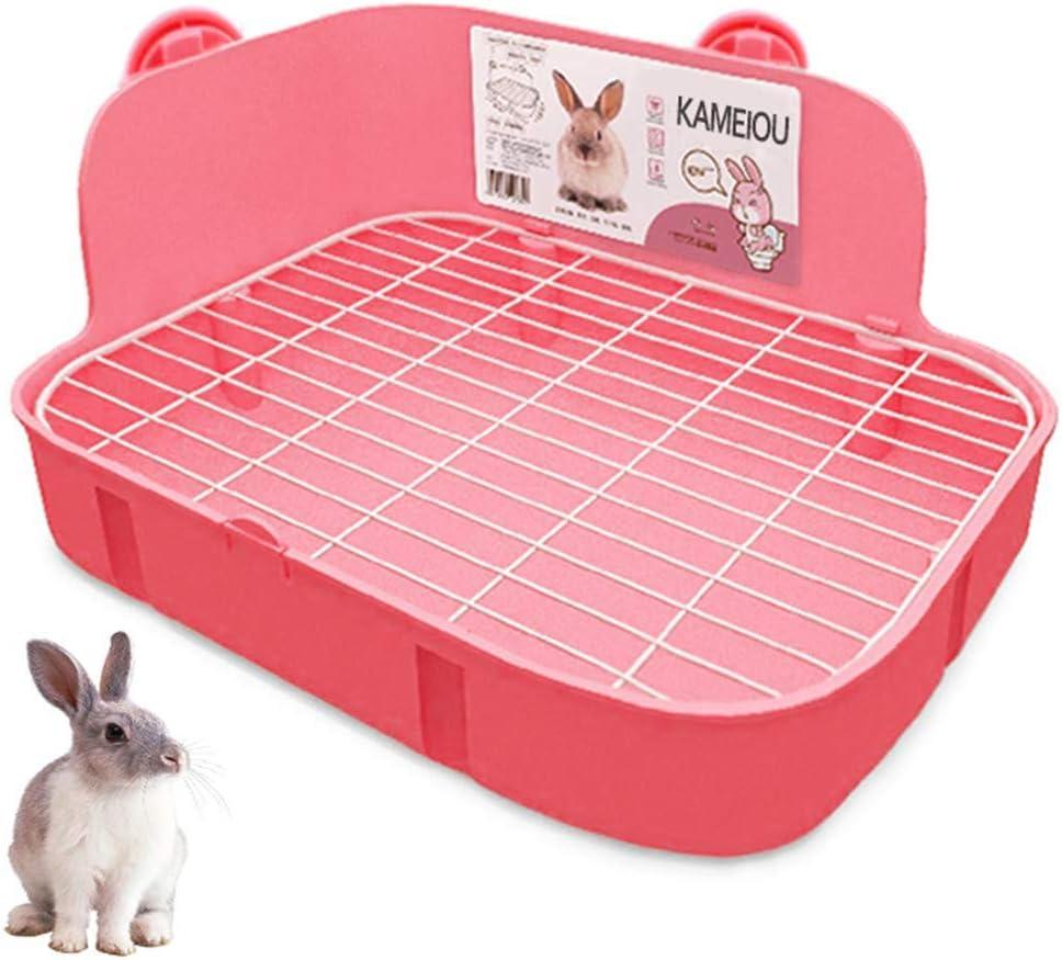 KAMEIOU Ferret Galesaur Guinea Pig Bunny Rabbit Toilet Potty Trainer with Stainless Steel Panel Rabbits Corner Litter Pan Bedding Box for Small Animal Bunny Rabbit Ferret Cage Toilet Pan