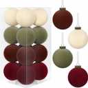 16 Pcs Velvet Christmas Balls, 3.15" Christmas Velvet Ornaments for Xmas Tree, Vintage Hanging Balls Include Green Red Brown Ornament, Flocked Ornaments Ball for Xmas Holiday Home Indoor Decor (Multi Color)