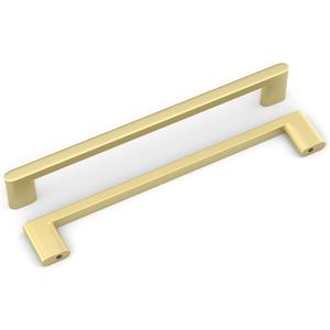homdiy 5 Pack Matte Gold Cabinet Pulls 7-1/2 inch Hole Center Brushed Brass Kitchen Drawer Handles for Dresser Cupboard Living Room