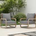 22x22 Outdoor Chair Cushions Set of 2, Waterproof Deep Seat Cushions for Patio Furniture with Removable Cover, Fade Resistant 4'' Outdoor Seat Cushion w/ Ties Handle for Wicker Sofa Couch,Light Gray, 22x22x4in-2Set