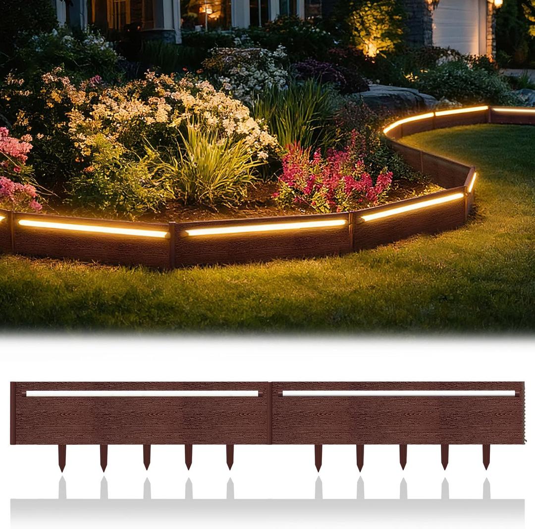 20FT Landscape Lighting Edging, 10 Pcs No Dig Garden Border