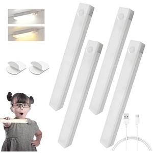 citosisk Punch-Free Smart Sensor Magnetic Rechargeable LED Lights, LED Intelligent Human Body Induction Wireless Magnetic Long Night Light for Kitchen, Stairs, Fridge (White-6 PCs 200mm)
