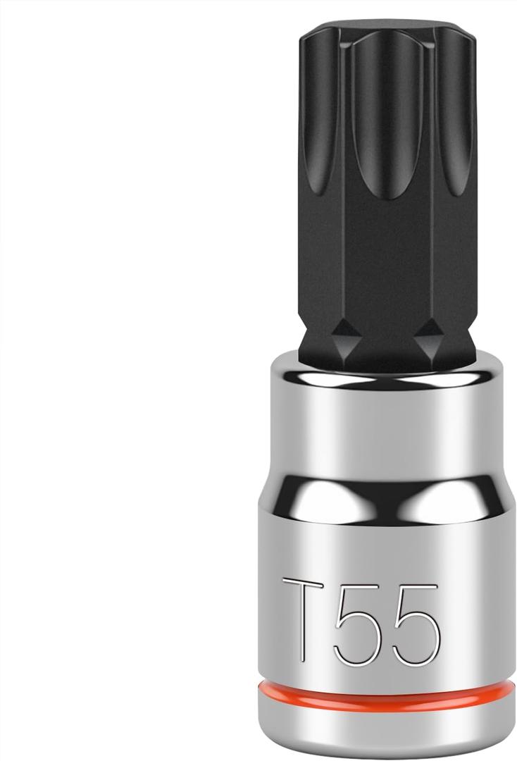 3/8 Inch Drive Torx Bit Socket, T55, Full Polished, Premium CR-V & S2 Alloy Steel Head Made for Auto/Mechanical