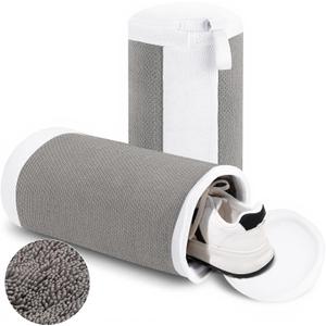 Shoe Washing Machine Bags, 2 PCS Shoe Bag for Washing Machine, 360 Wrap-Around Clean Laundry Bags Reusable Hidden Zipper Cleaning Bag for Tennis Shoes Sneaker Running Shoes, Grey