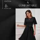 Bbonlinedress Women Midi Vintage Cocktail Party Tea Dress Short Sleeve Formal Wedding Guest Church Modest Dress (Black, M)