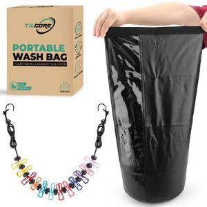 Travel Washing Machine & Retractable Clothesline - Hand Washing Machine & Portable Clothes Washer - Durable Travel Laundry Wash Bag & Camping Washing Machine - Portable Manual Clothes Washer