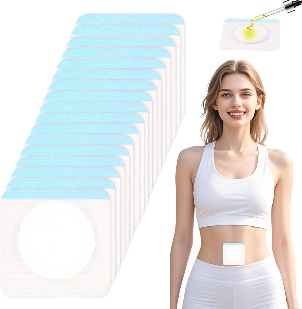 Castor Oil Pack Patches for Belly Button  60 Disposable Organic Cotton Self-Adhesive Pads, Leak-Proof & Breathable, No-Wash Castor Oil Wraps for Navel, Abdomen & Targeted Skin Care