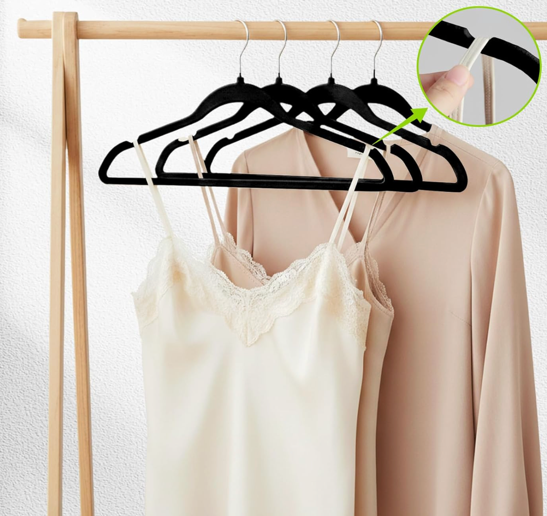 AXZMCLSK Premium Velvet Hangers 50 Pack, Non-Slip Flocked Felt Hangers, Sturdy Clothes Hangers with 360° Rotatable Hook, Heavy Duty Coat Hanger, Durable Slim Hanger for Closet Space Saving.