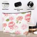 2 x Floral Pink Makeup Bag Gift, Coquette Trendy Cute Zipper Travel Toiletry Cosmetic Bag, Preppy PU Leather Organizer for Women, Coquette Birthday Gifts for Sister, Teen, Daughter, Bff, Friend